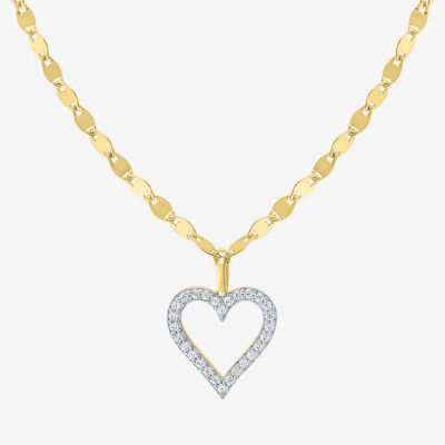 (G-H / I1-I2) Womens 1/10 CT. T.W. Lab Grown White Diamond Sterling Silver or 14K Gold Over Heart Pendant Necklace