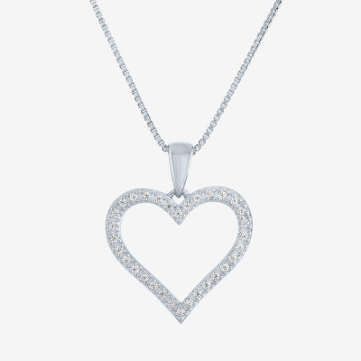 G-H / I1-I2) Womens 1/10 CT. T.W. Lab Grown White Diamond Sterling Silver Heart Pendant Necklace