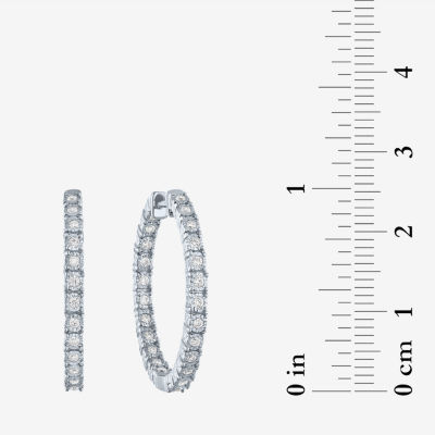 (G-H / I1-I2) 1/2 CT. T.W. Lab Grown White Diamond Sterling Silver 25mm Hoop Earrings