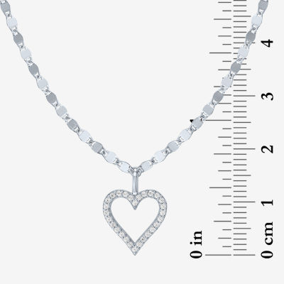 (G-H / I1-I2) Womens 1/10 CT. T.W. Lab Grown White Diamond 14K Gold Over Silver Heart 18 Inch Pendant Necklace