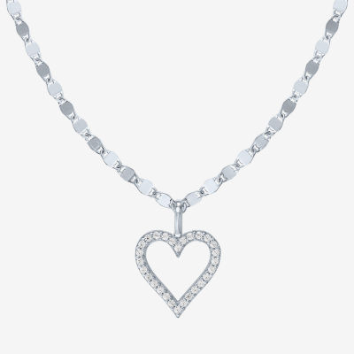 (G-H / I1-I2) Womens 1/10 CT. T.W. Lab Grown White Diamond 14K Gold Over Silver Heart Pendant Necklace