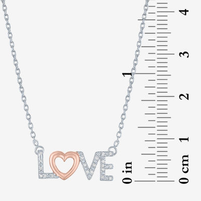 Diamond Accent "Love" Womens Diamond Accent Natural Diamond 14K Rose Gold Over Silver Sterling Silver Pendant Necklace