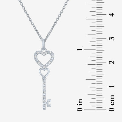 Diamond Accent Womens Diamond Accent Natural White Diamond Sterling Silver Keys Pendant Necklace