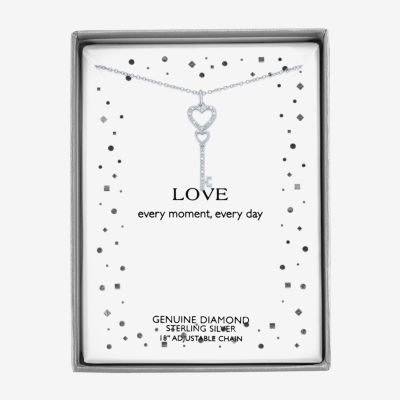 Diamond Accent Womens Diamond Accent Natural White Diamond Sterling Silver Keys 18 Inch Pendant Necklace