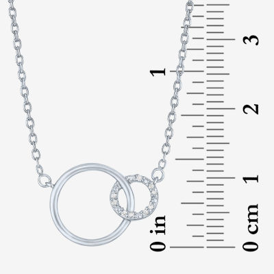 Diamond Accent "Hope" Womens Diamond Accent Natural White Diamond Sterling Silver Circle Pendant Necklace