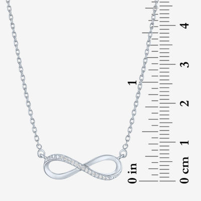 Diamond Accent "Forever" Womens Diamond Accent Mined White Diamond Sterling Silver Infinity Pendant Necklace