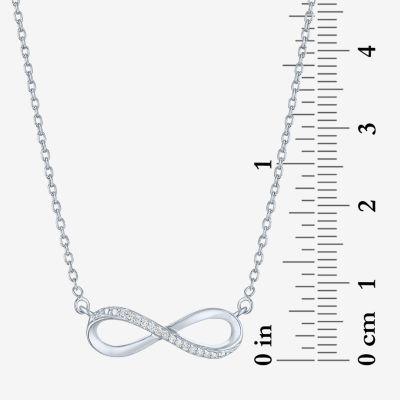 Diamond Accent "Forever" Womens Diamond Accent Natural White Diamond Sterling Silver Infinity 18 Inch Pendant Necklace