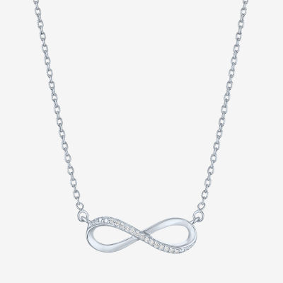 Diamond Accent "Forever" Womens Diamond Accent Mined White Diamond Sterling Silver Infinity Pendant Necklace