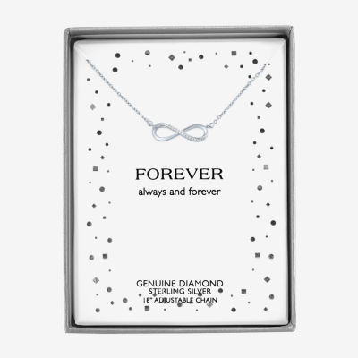 Diamond Accent "Forever" Womens Diamond Accent Natural White Diamond Sterling Silver Infinity 18 Inch Pendant Necklace