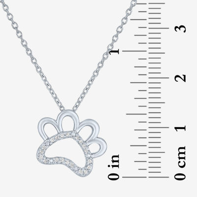 Diamond Accent "Fur Mama" Womens Diamond Accent Natural White Diamond Sterling Silver Pendant Necklace