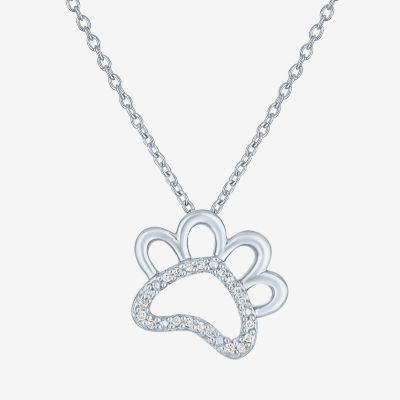Diamond Accent "Fur Mama" Womens Diamond Accent Natural White Diamond Sterling Silver Pendant Necklaces