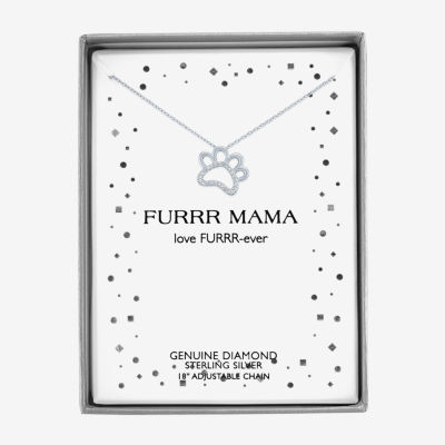 Diamond Accent "Fur Mama" Womens Diamond Accent Natural White Diamond Sterling Silver Pendant Necklaces
