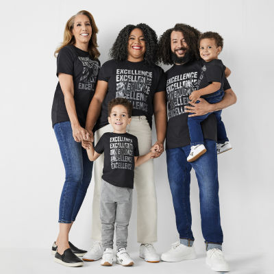 Hope & Wonder Black History Month Big Little Kids Short Sleeve 'Black Excellence" Graphic T-Shirt