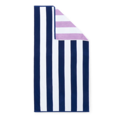 Outdoor Oasis Reversible Cabana Stripe Purple And Lilac Beach Towel