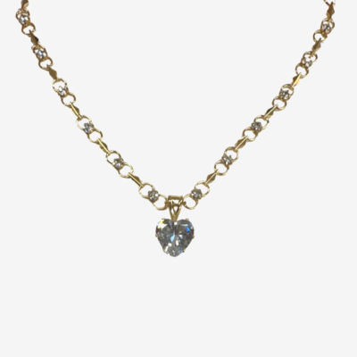 Bijoux Bar Crystal 16 Inch Link Heart Pendant Necklace