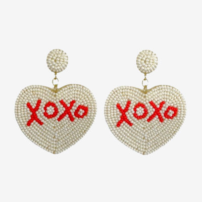 Bijoux Bar Xoxo Crystal Heart Drop Earrings