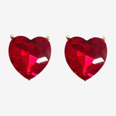 Bijoux Bar Crystal 1 Inch Heart Stud Earrings