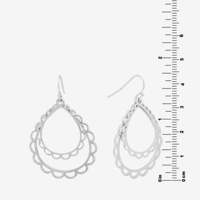 Silver Reflections Scalloped Pure Silver Over Brass Drop Earrings