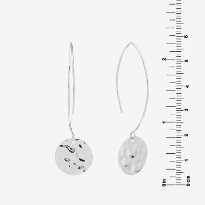 Silver Reflections Hammered Threader Pure Silver Over Brass Drop Earrings
