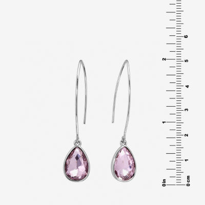 Sparkle Allure Threader Crystal Pure Silver Over Brass Drop Earrings