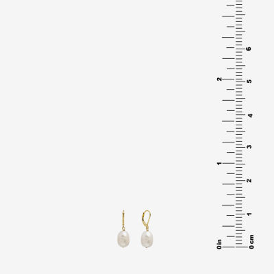 Silver Treasures Cultured Freshwater Pearl 14K Gold Over Silver Drop Earrings