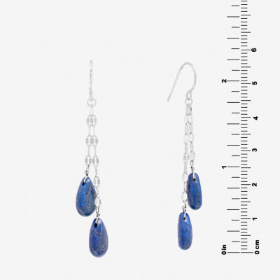 Sparkle Allure Genuine Stone Beaded Pure Silver Over Brass Drop Earrings