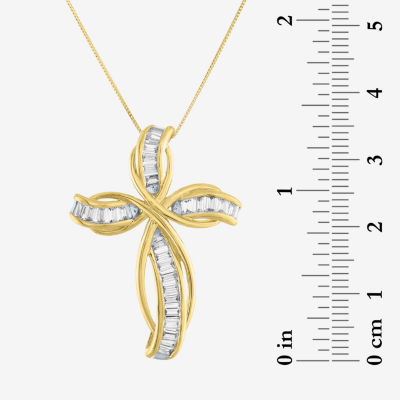 G-H / Si2-I1) Womens 1/ CT. T.W. Lab Grown White Diamond 10K Gold Cross Pendant Necklace