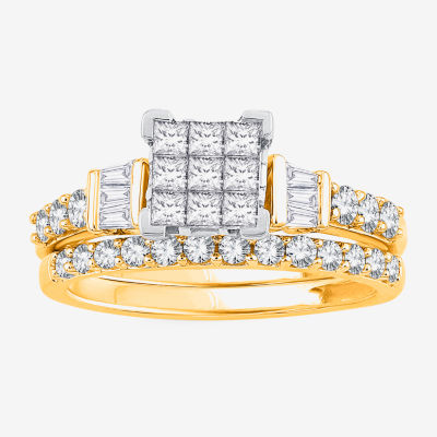 Womens 1 CT.T.W. Natural Diamond 10K or 14K White Gold Bridal Set