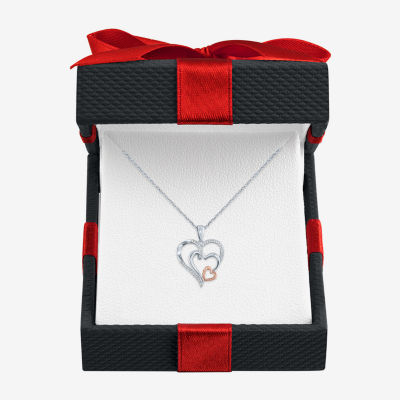 Yes, Please! Womens 1/10 CT. T.W. Natural White Diamond 14K Two Tone Gold Over Silver Sterling Silver Heart Pendant Necklace