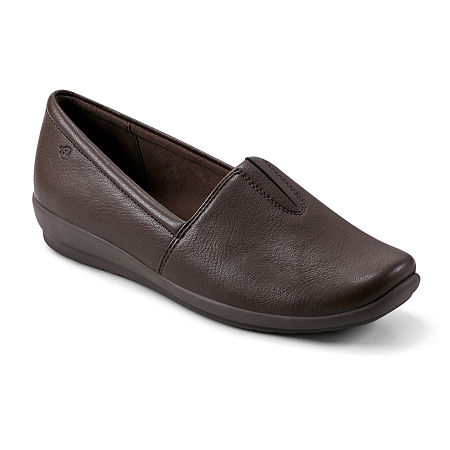 Easy Spirit Womens Arlie Square Toe Slip-On Shoe, 7 Wide, Brown