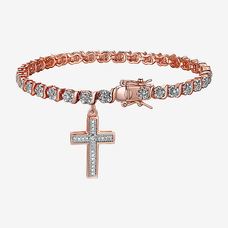 Sparkle Allure Womens Natural Diamond Accent Cross 7.25 Inch Tennis Bracelet, One Size