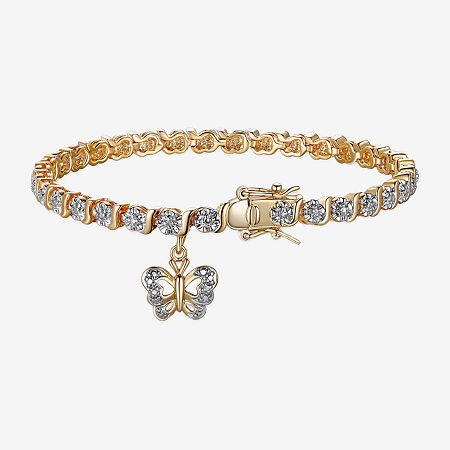 Sparkle Allure 14k Gold Over Bronze Diamond Accent 7.25 Inch Butterfly Round Tennis Bracelet, One Size