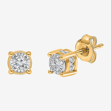 Tru Miracle 1/2 CT. T.W. Lab-Grown White Diamond 10K Gold 5.8mm Stud Earrings, One Size, Yellow -  TRUMIRACLE, 27182330018