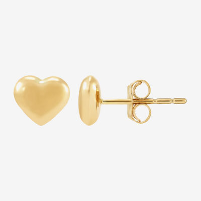 14K Gold 6.2mm Heart Stud Earrings