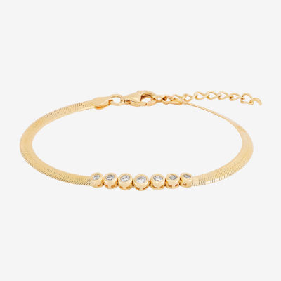 (G-H / Si1-I1) Womens 14K Gold Over Silver Sterling Silver 7.5 Inch Herringbone Chain Bracelet
