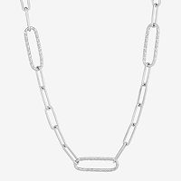 Sterling Silver 18 Inch Hollow Paperclip Chain Necklace, One Size