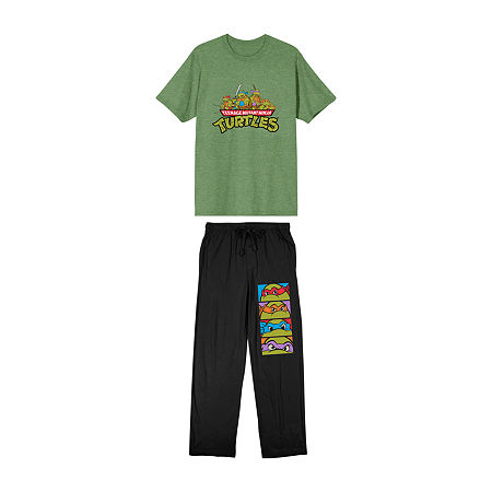 Teenage Mutant Ninja Turtle Mens Crew Neck Short Sleeve 2-pc. Pant Pajama Set, Large, Green