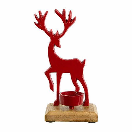 Northlight Reindeer Metal Tealight Candle Holder, One Size, Red