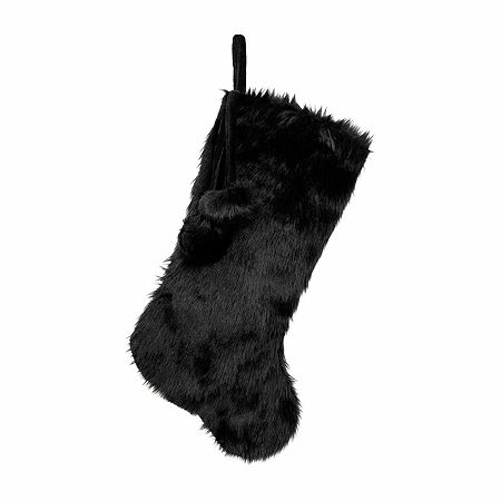 Northlight 20.5 Pom Poms - 20.5 Christmas Stocking, One Size, Black