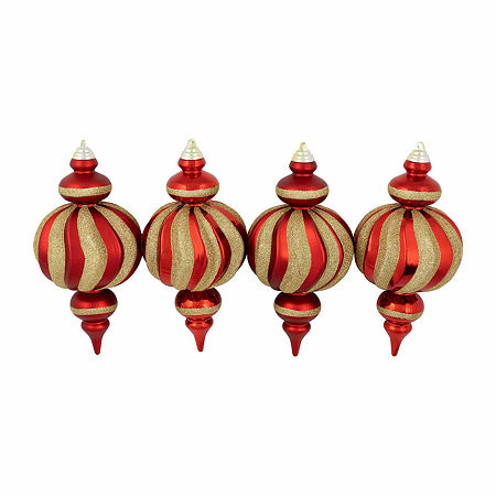 Northlight 10 Shatterproof Finial 4-pc. Christmas Ornament, One Size, Red