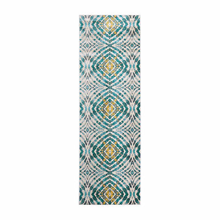 Weave And Wander Arsene Transitional Abstract 31X96 Indoor Rectangular Runner, One Size, Blue