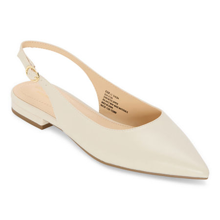 Liz Claiborne Sheba Womens Pointed Closed Toe Ballet Flats, 12 Wide, White