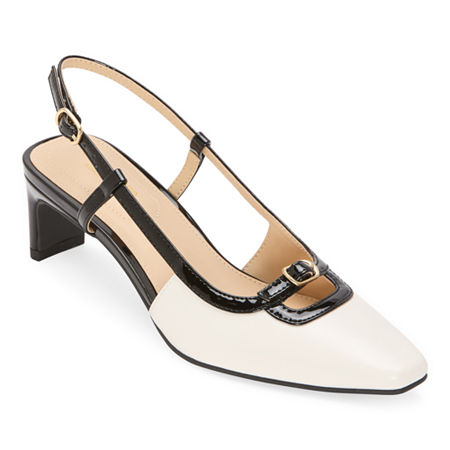 Liz Claiborne Womens Riverview Square Closed Toe Block Heel Pumps, 8 Medium, White