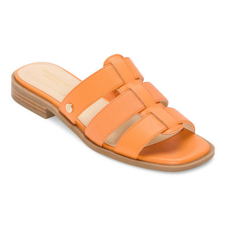 Liz Claiborne Womens Meridian Flat Sandals, 6 Medium, Orange