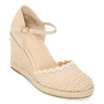 Liz Claiborne Womens Marian Wedge Sandals, Color: Natural JCPenney