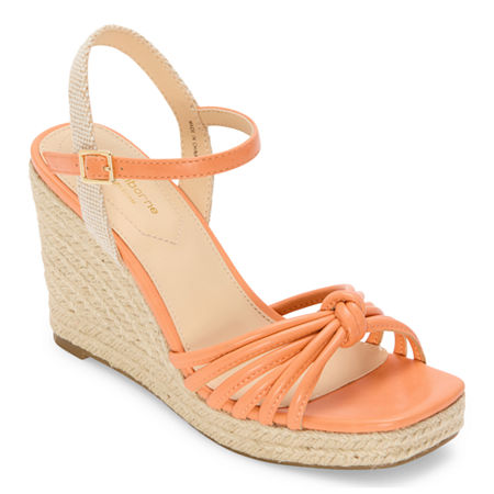 Liz Claiborne Womens Marcos Wedge Sandals, 10 Medium, Orange