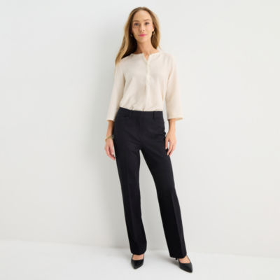 Liz Claiborne Emma Ponte Womens Straight Mid Rise Pull-On Pant