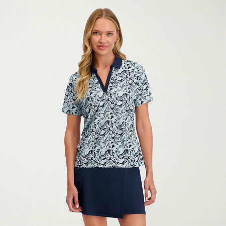 Stella Parker Womens Short Sleeve Polo Shirt In Blue