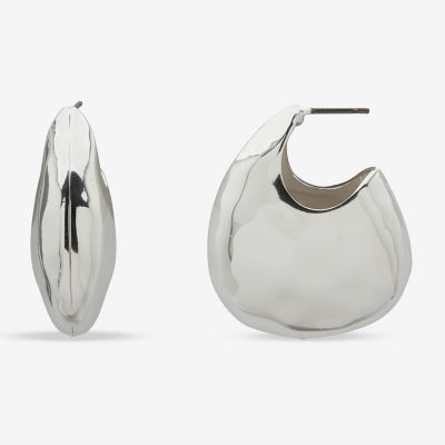 Worthington Silver Tone Womens 35.3mm Hoop Earrings