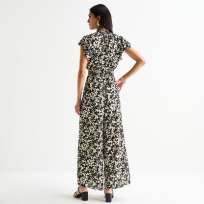 MSK Womens Mock Neck Short Sleeve Jumpsuit